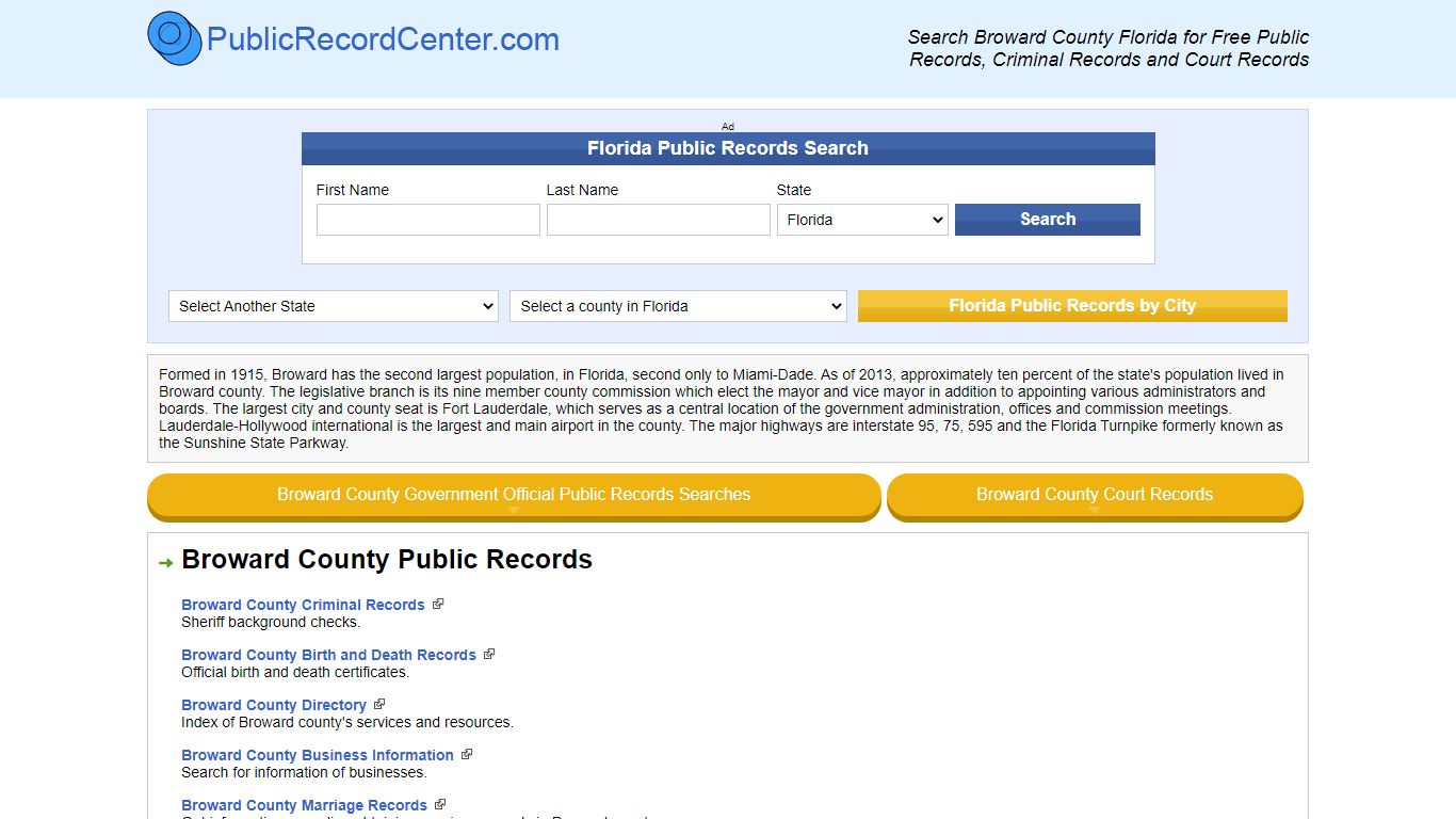 Broward County Florida Free Public Records - Court Records - Criminal ...